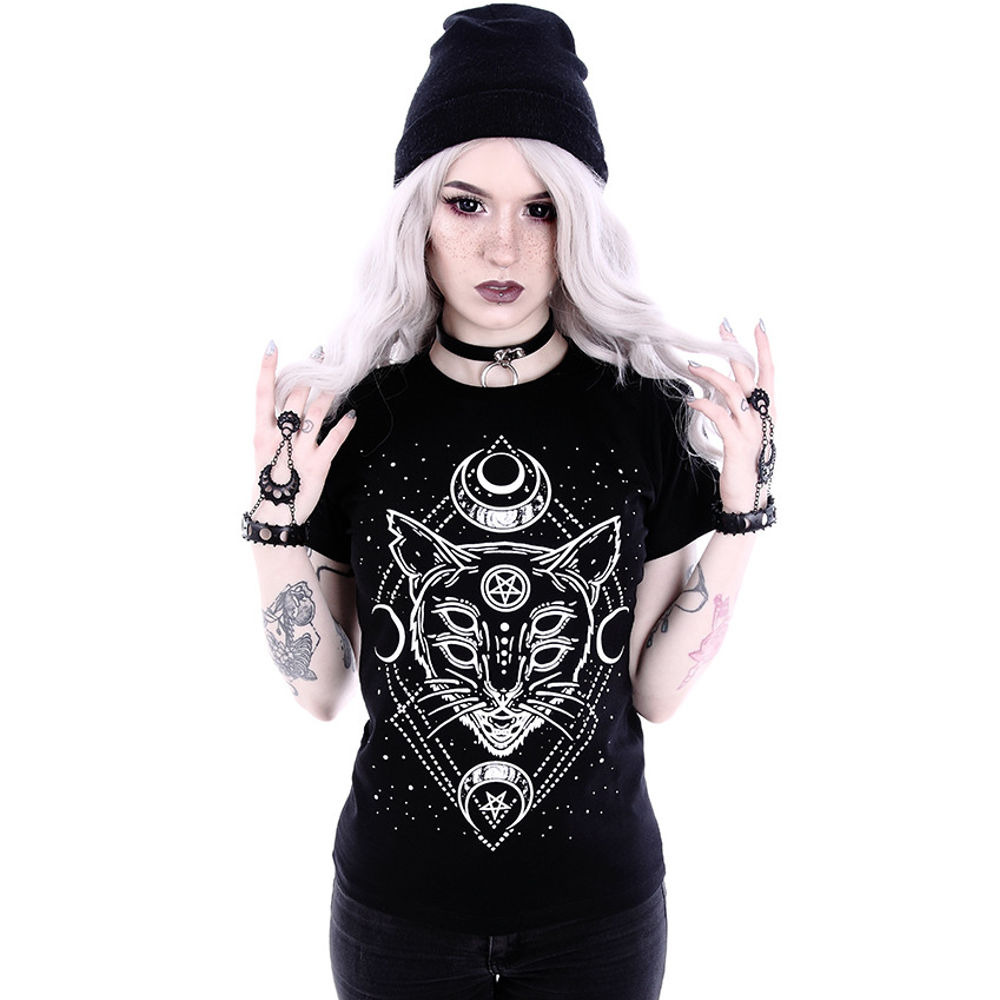 Restyle - Galaxy Cat T-shirt Femme - Noir